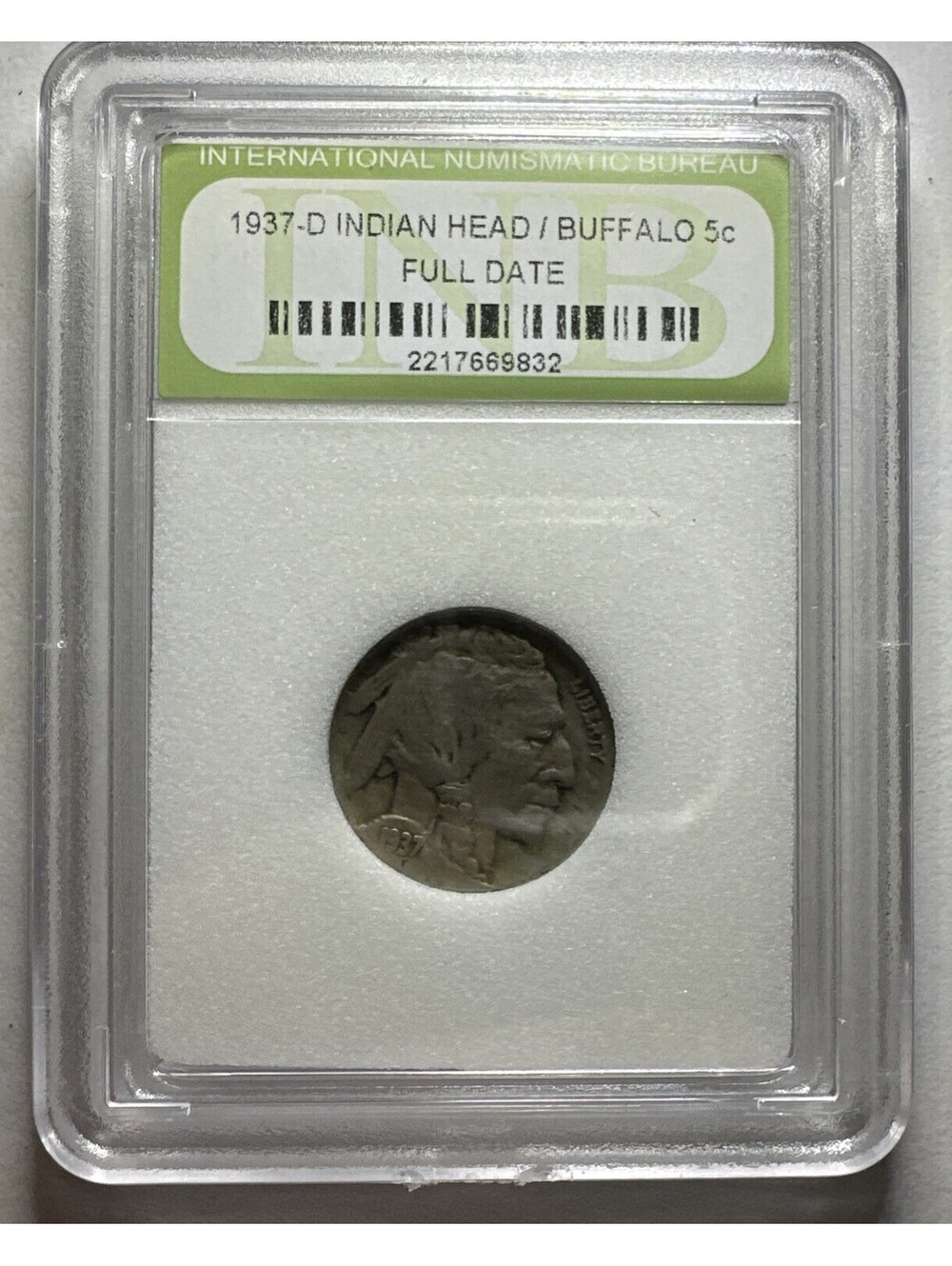 1937D Buffalo Nickel US Five Cent Coin FULL DATE Indian Head